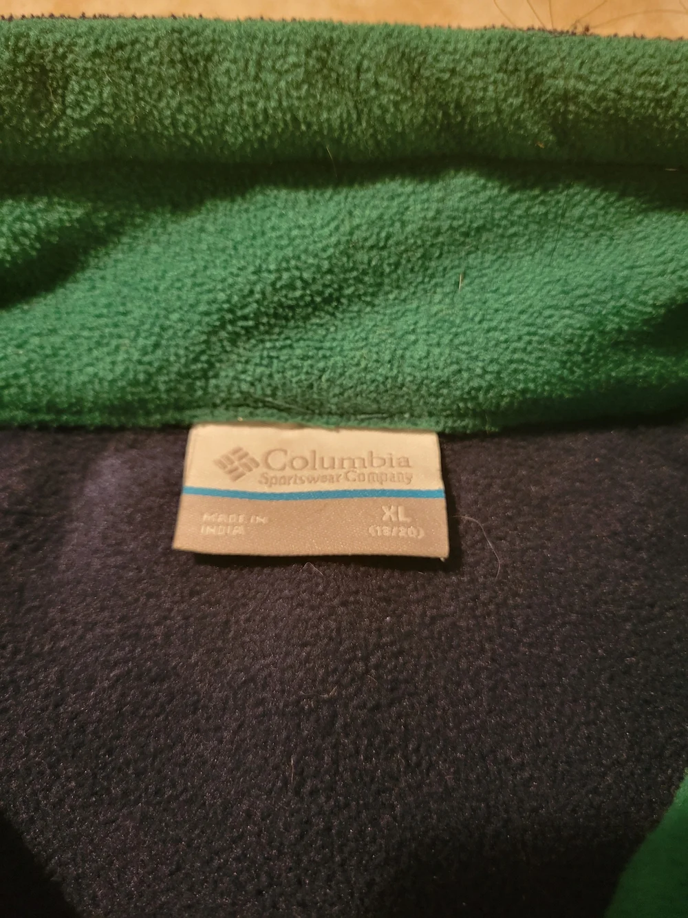COLUMBIA Navy Blue Green Fleece Full Zip Jacket Kids XL size 18